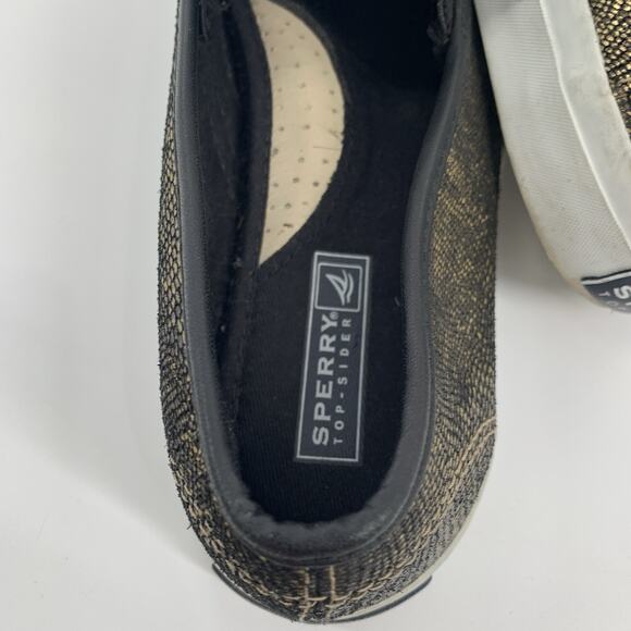 Sperry Top Sider Snakeskin Print Slip On Canvas Loafers Size 6 Womens Black Gold - Picture 6 of 8